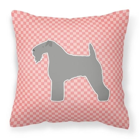 Carolines Treasures Carolines Treasures BB3592PW1414 Kerry Blue Terrier Checkerboard Pink Fabric Decorative Pillow BB3592PW1414